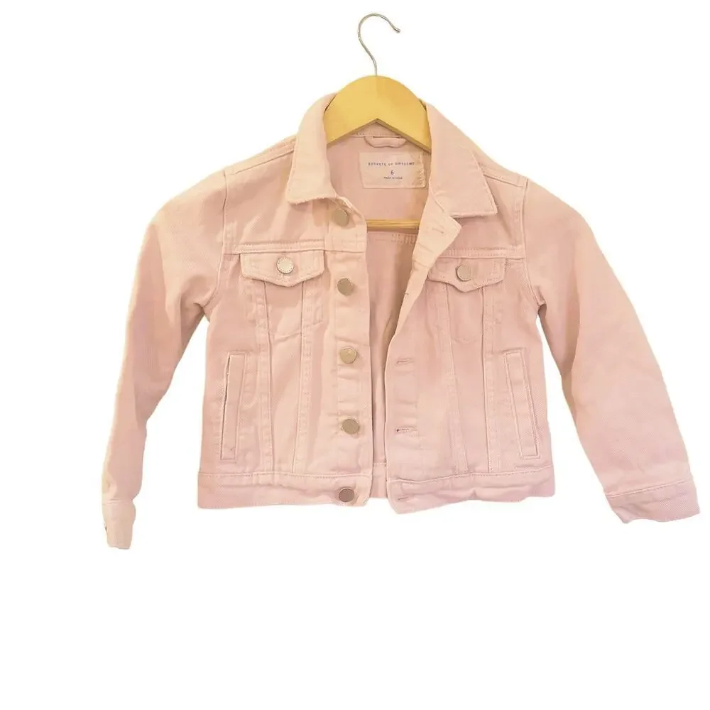 Rockets of Awesome Light Pink Denim Jacket sz 6 Pink Jean Jacket